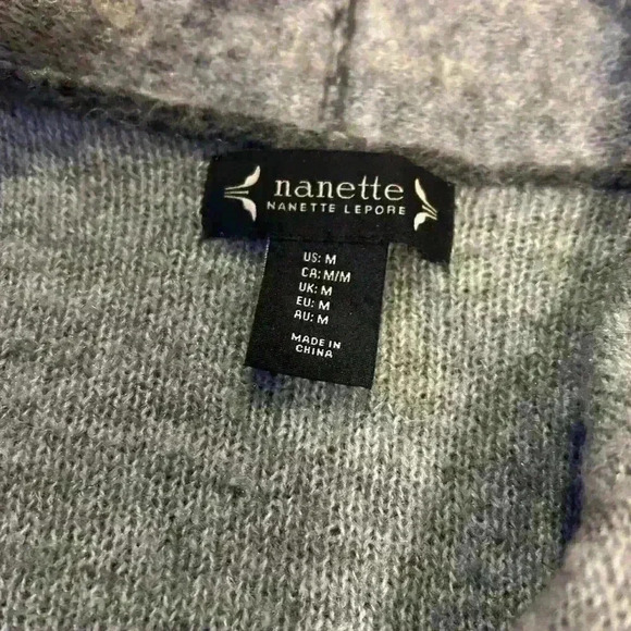 Women’s Nanette Lepore Gray Wool Blend Draped Cardigan Sweater Size Medium - Picture 2 of 5